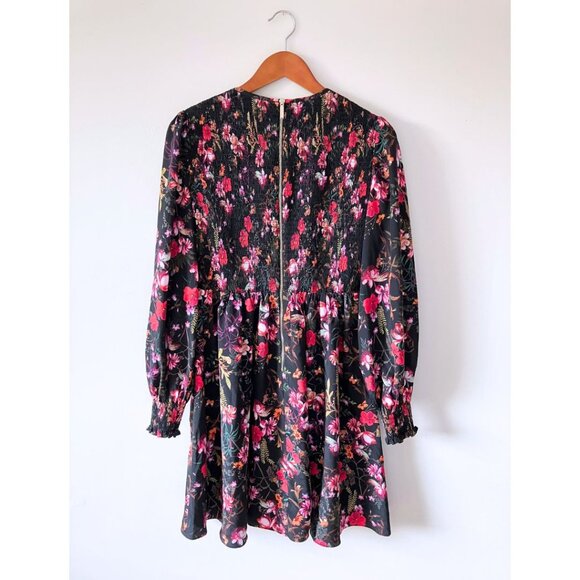 Ted Baker Aerrin Fern Forest Smocked Mini Dress Black TED 3/ US 8 - Picture 4 of 8